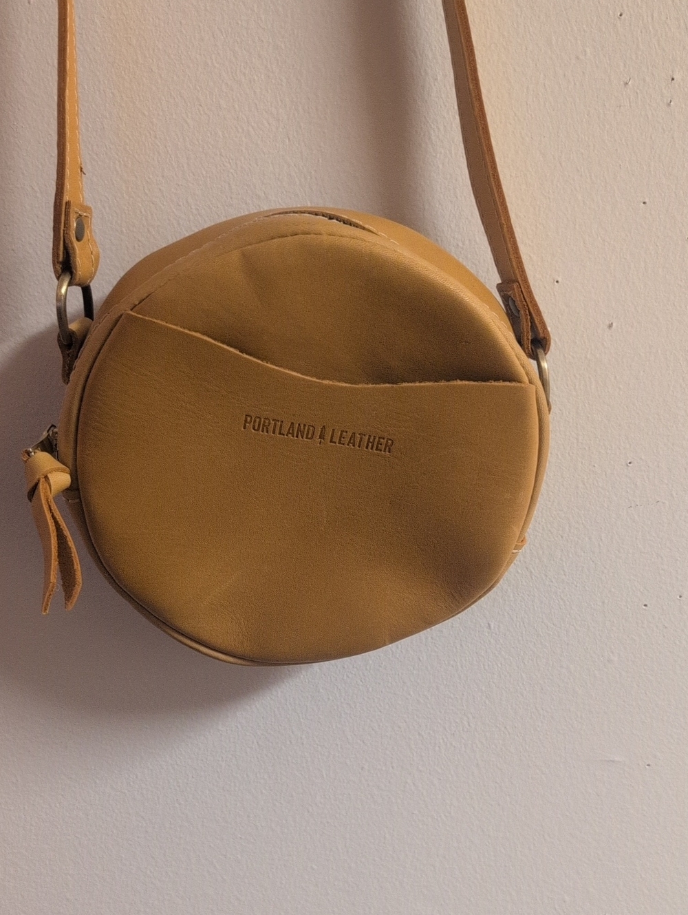 Portland Leather Yellow Round Crossbody Bag